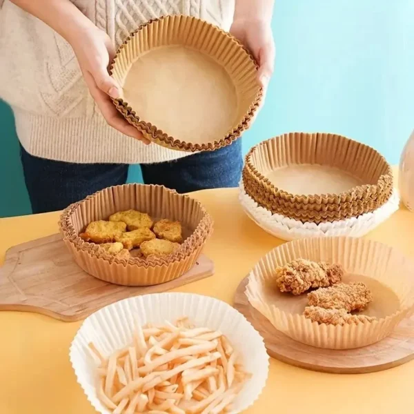kf-S36879597a6a84e55a3045f7f4a32088cp-50-100PCS-Air-Fryer-Disposable-Paper-Liner-Non-Stick-Special-Round-Size-Baking-Papers-for-Cooking 50/100PCS Air Fryer Disposable Paper
