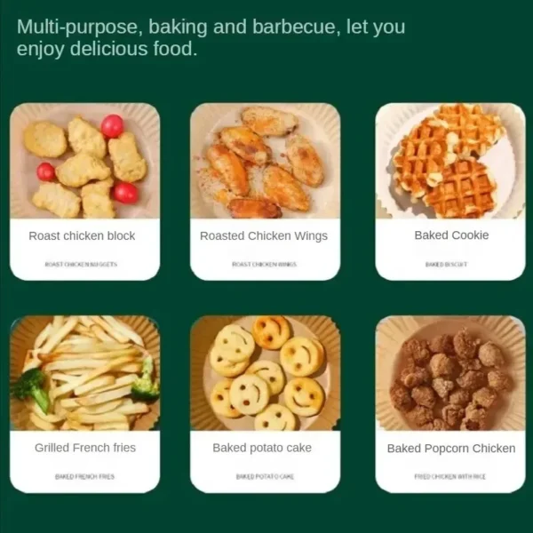 kf-S6d97403704534734b65555913768b30f9-50-100PCS-Air-Fryer-Disposable-Paper-Liner-Non-Stick-Special-Round-Size-Baking-Papers-for-Cooking 50/100PCS Air Fryer Disposable Paper